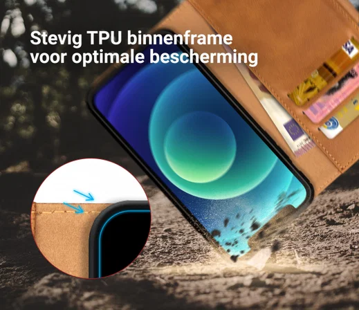 Rosso Element iPhone 12 Mini Hoesje Book Cover Lichtbruin afbeelding 6
