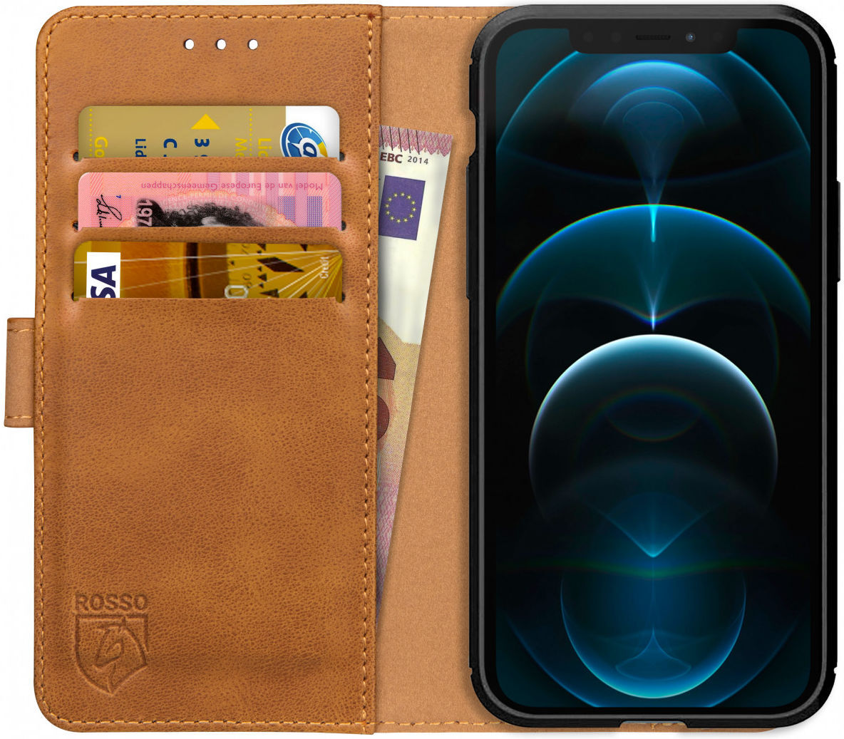 Rosso Element iPhone 12 Pro Max Hoesje Book Cover Lichtbruin afbeelding 1