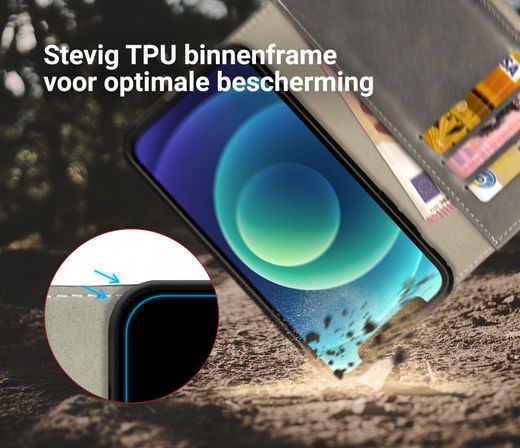 Rosso Element iPhone 12 Mini Hoesje Book Cover Grijs afbeelding 4