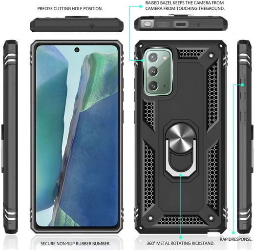 Samsung Galaxy Note 20 Hybride Kickstand Hoesje Zwart afbeelding 3