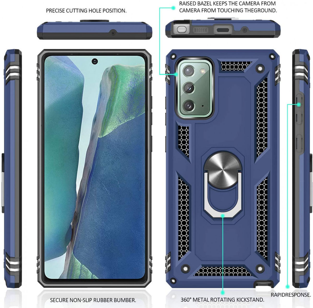 Samsung Galaxy Note 20 Hybride Kickstand Hoesje Blauw afbeelding 3