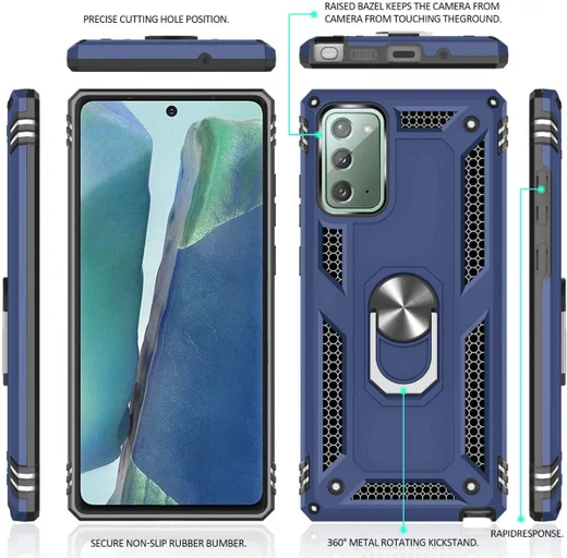 Samsung Galaxy Note 20 Hybride Kickstand Hoesje Blauw afbeelding 3