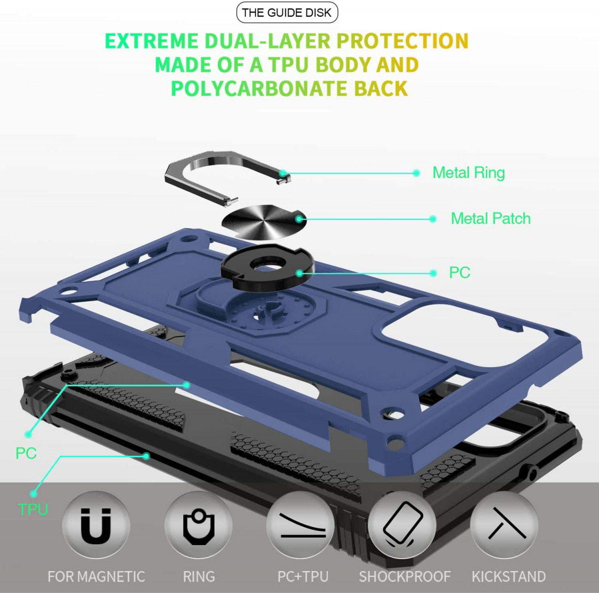 Samsung Galaxy Note 20 Hybride Kickstand Hoesje Blauw afbeelding 4