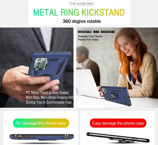 Samsung Galaxy Note 20 Hybride Kickstand Hoesje Blauw afbeelding 7