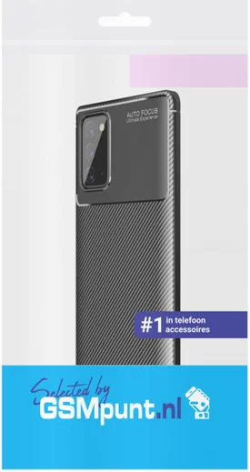 Samsung Galaxy Note 20 Hoesje Siliconen Carbon Back Cover Zwart afbeelding 2