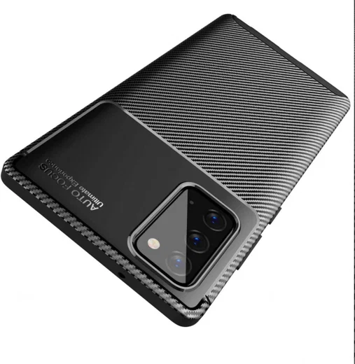 Samsung Galaxy Note 20 Hoesje Siliconen Carbon Back Cover Zwart afbeelding 5