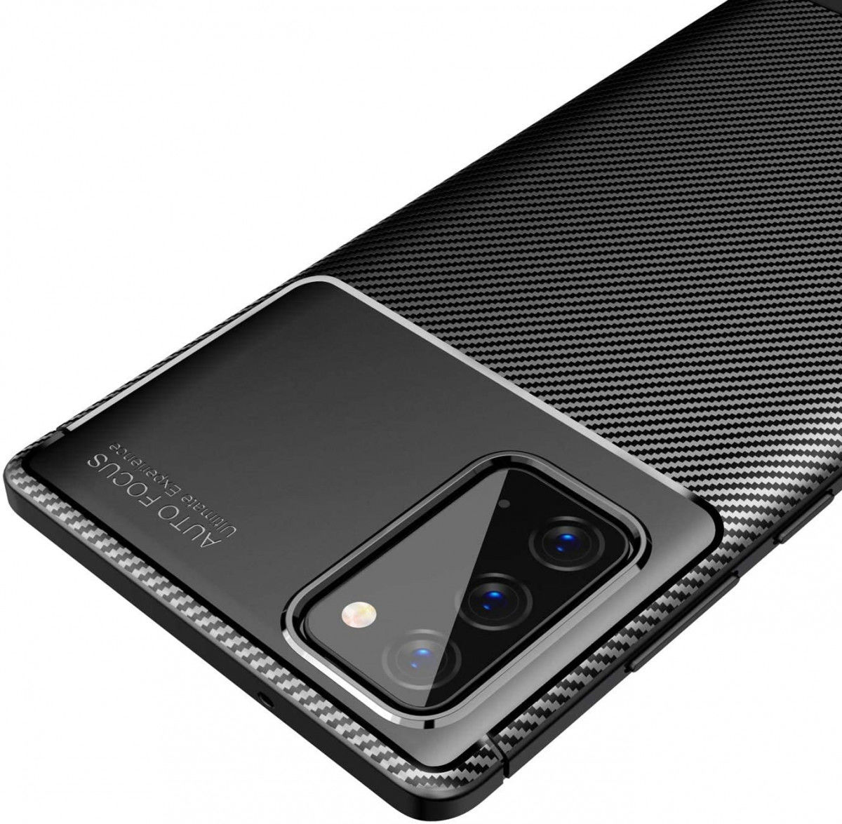 Samsung Galaxy Note 20 Hoesje Siliconen Carbon Back Cover Zwart afbeelding 6
