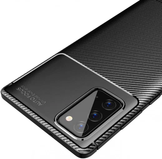 Samsung Galaxy Note 20 Hoesje Siliconen Carbon Back Cover Zwart afbeelding 6