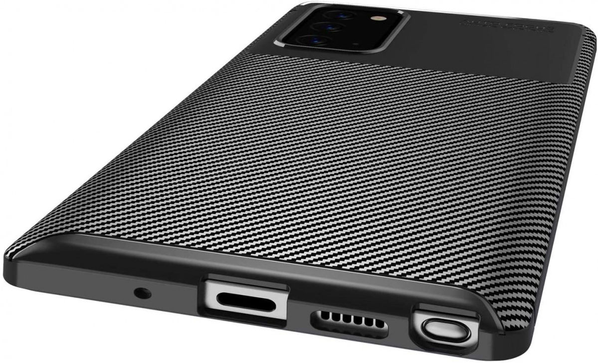 Samsung Galaxy Note 20 Hoesje Siliconen Carbon Back Cover Zwart afbeelding 7