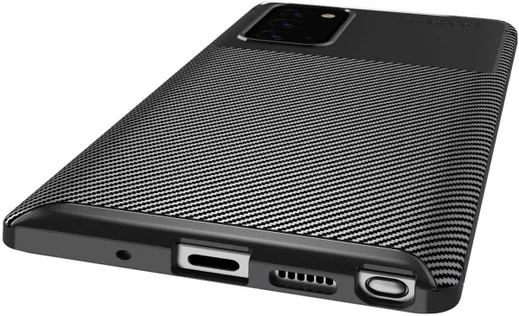 Samsung Galaxy Note 20 Hoesje Siliconen Carbon Back Cover Zwart afbeelding 7
