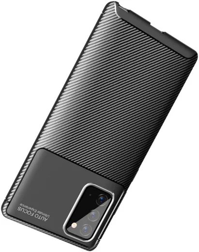 Samsung Galaxy Note 20 Hoesje Siliconen Carbon Back Cover Zwart afbeelding 9