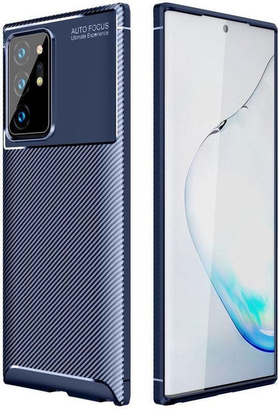 Samsung Galaxy Note 20 Ultra Siliconen Carbon Hoesje Blauw afbeelding 1