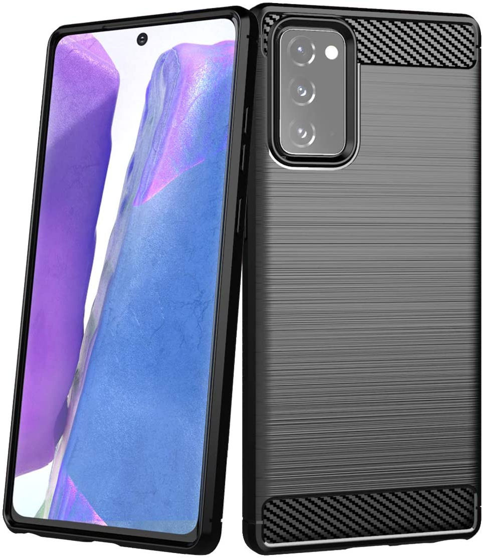 Samsung Galaxy Note 20 Hoesje Geborsteld TPU Flexibel Zwart afbeelding 1