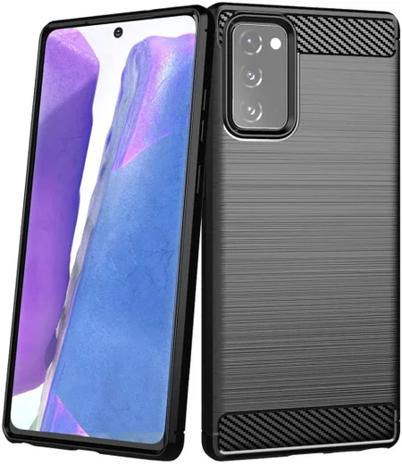 Samsung Galaxy Note 20 Hoesje Geborsteld TPU Flexibel Zwart afbeelding 1