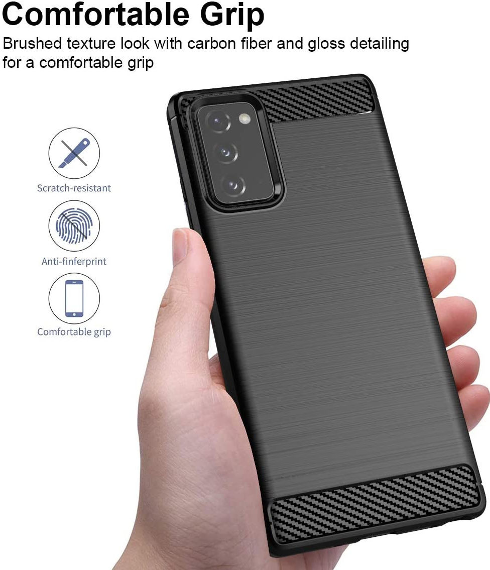 Samsung Galaxy Note 20 Hoesje Geborsteld TPU Flexibel Zwart afbeelding 2