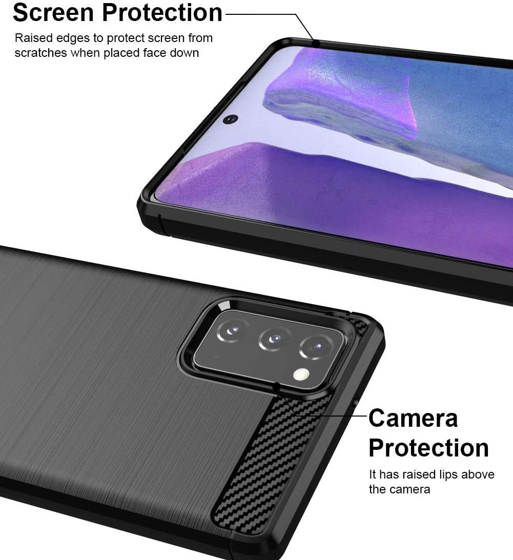 Samsung Galaxy Note 20 Hoesje Geborsteld TPU Flexibel Zwart afbeelding 5