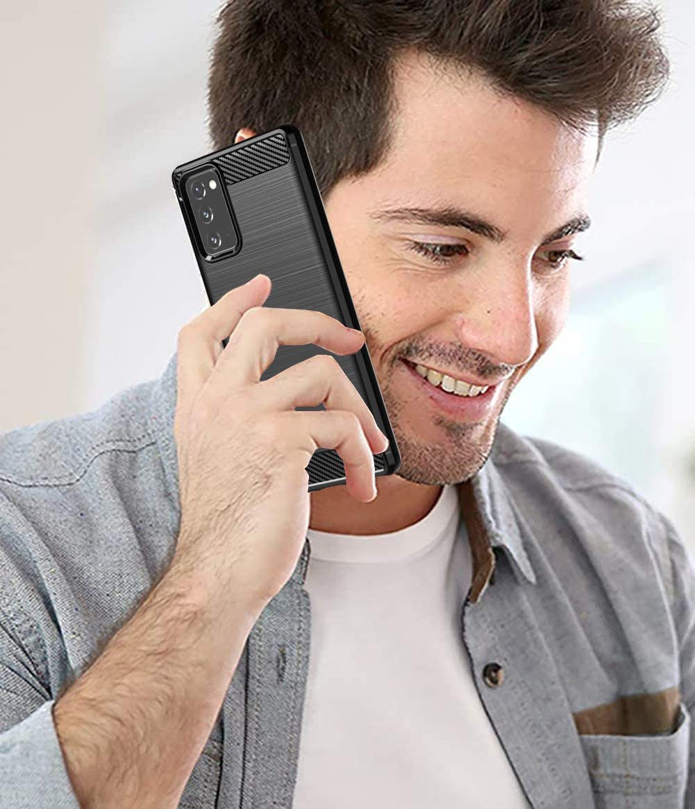 Samsung Galaxy Note 20 Hoesje Geborsteld TPU Flexibel Zwart afbeelding 8