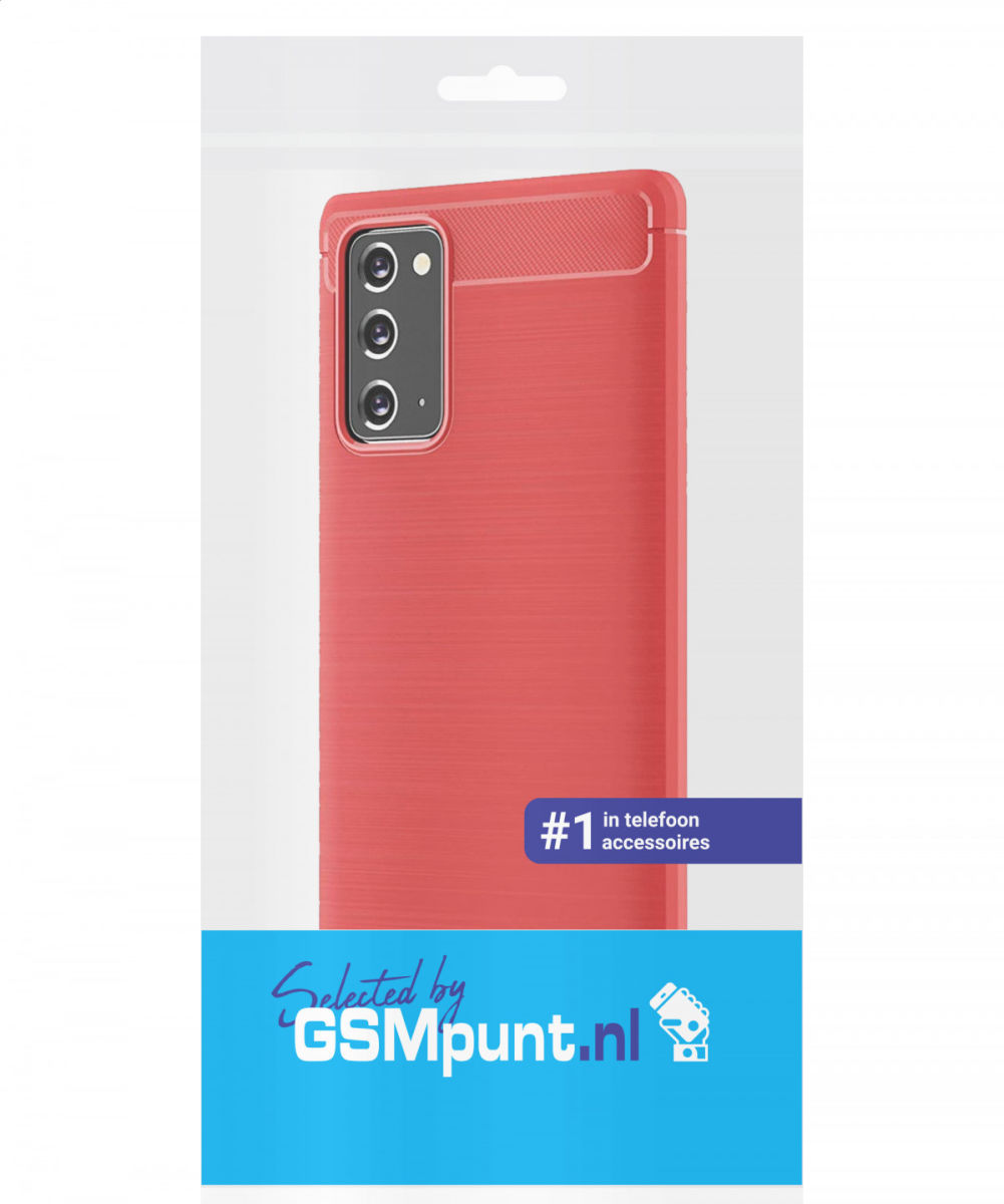 Samsung Galaxy Note 20 Hoesje Geborsteld TPU Flexibel Rood afbeelding 2