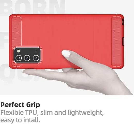 Samsung Galaxy Note 20 Hoesje Geborsteld TPU Flexibel Rood afbeelding 5