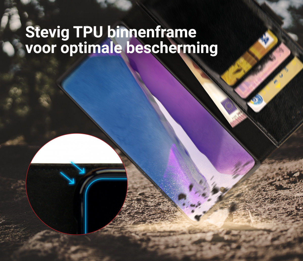 Rosso Element Galaxy Note 20 Hoesje Book Cover Wallet Case Zwart afbeelding 6