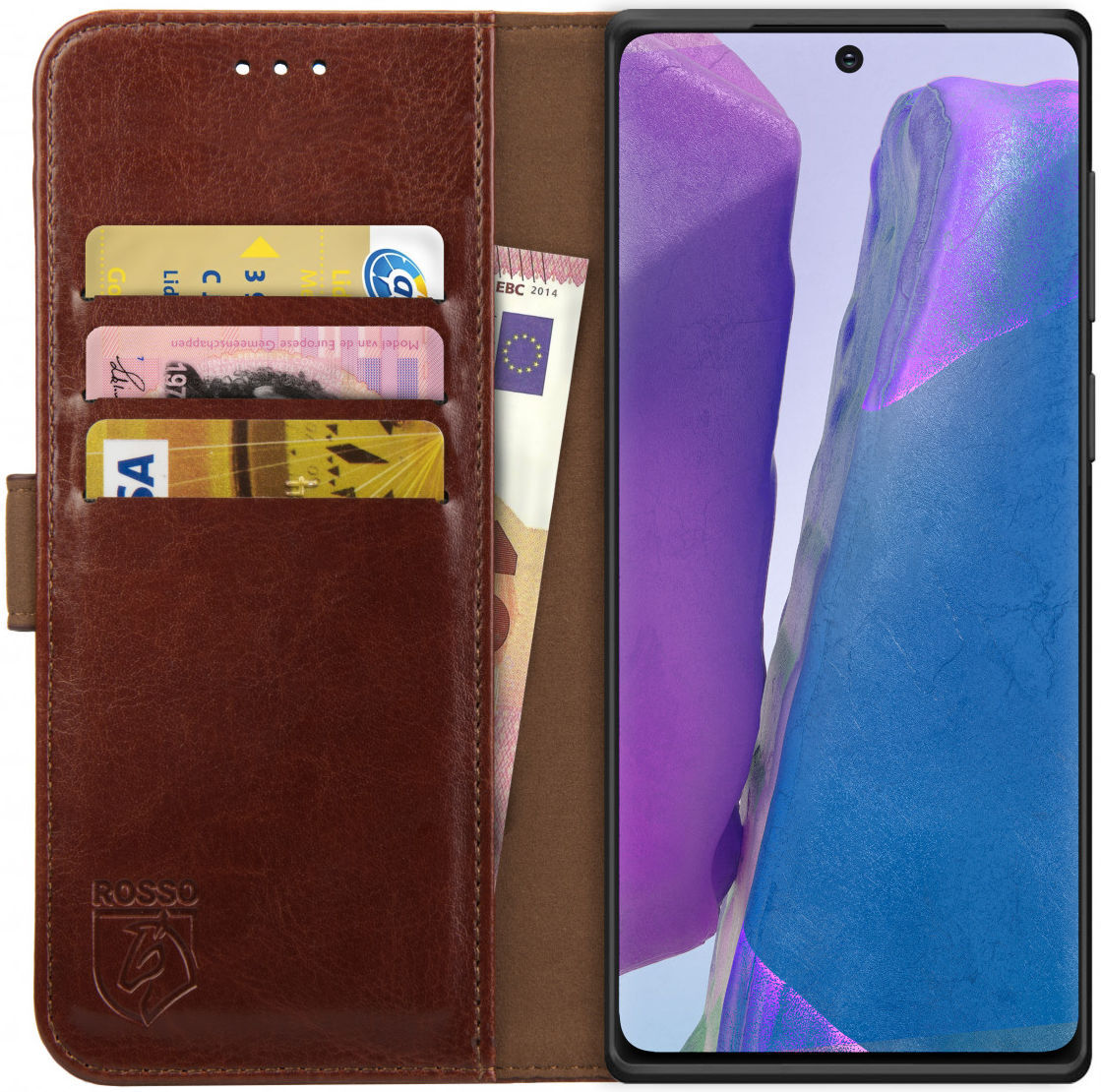 Rosso Element Galaxy Note 20 Hoesje Book Cover Wallet Case Bruin afbeelding 1