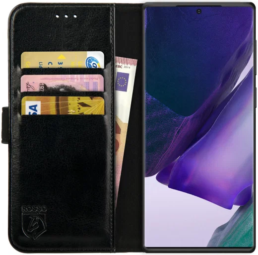 Rosso Element Galaxy Note 20 Ultra Hoesje Book Cover Wallet Case Zwart afbeelding 1