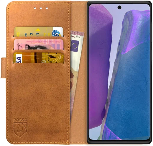 Rosso Element Galaxy Note 20 Hoesje Book Cover Wallet Case Lichtbruin afbeelding 1