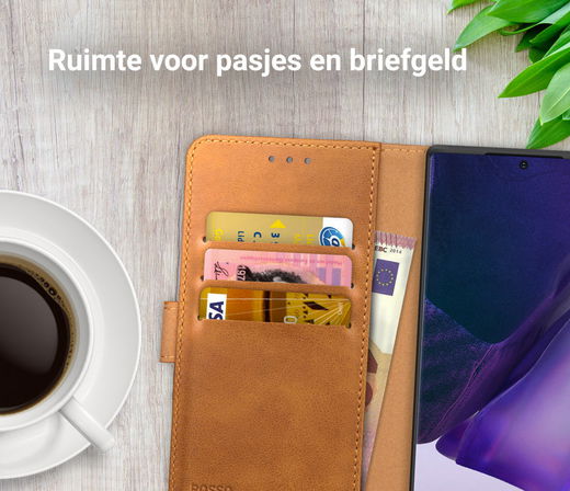 Rosso Element Galaxy Note 20 Ultra Hoesje Book Cover Wallet Lichtbruin afbeelding 9