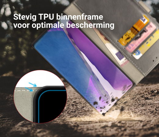 Rosso Element Galaxy Note 20 Hoesje Book Cover Wallet Case Grijs afbeelding 5