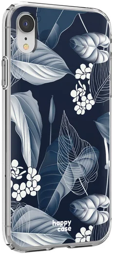 HappyCase Apple iPhone XR Hoesje Flexibel TPU Blue Leaves Print afbeelding 4