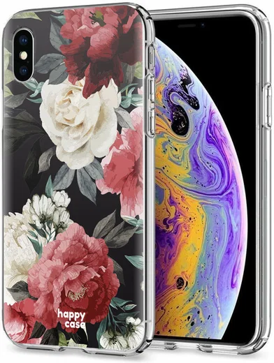 HappyCase Apple iPhone XS Flexibel TPU Hoesje Rozen Print afbeelding 2