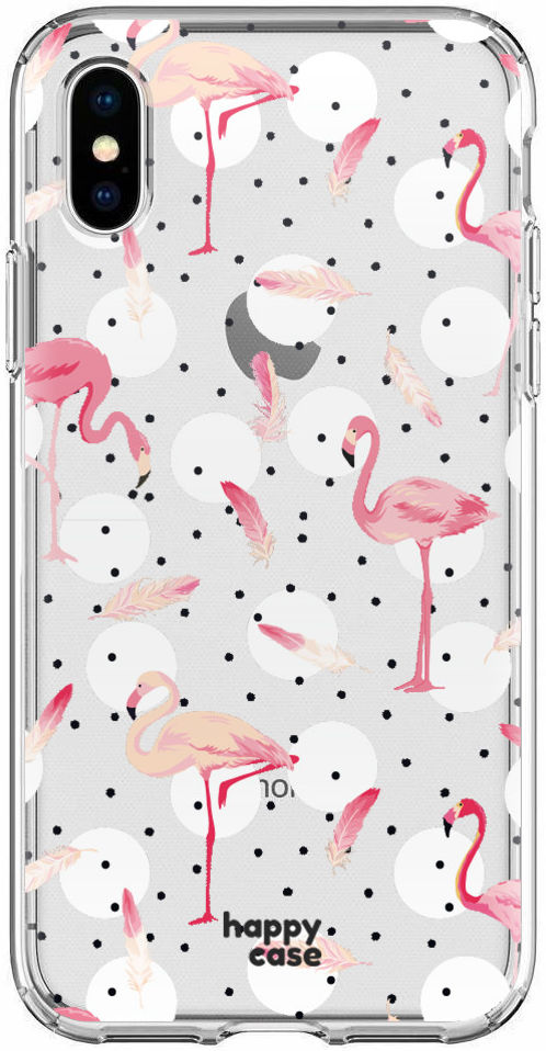 HappyCase Apple iPhone XS Flexibel TPU Hoesje Flamingo Print afbeelding 1