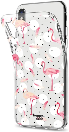 HappyCase Apple iPhone XS Flexibel TPU Hoesje Flamingo Print afbeelding 4
