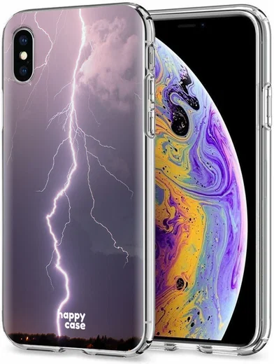 HappyCase Apple iPhone XS Flexibel TPU Hoesje Bliksem Print afbeelding 2