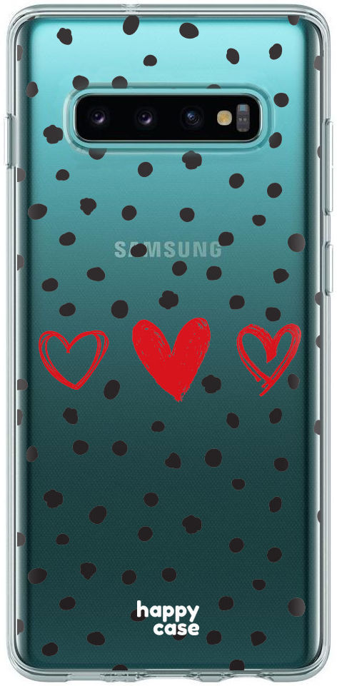 HappyCase Galaxy S10 Flexibel TPU Hoesje Stip Hartjes Print afbeelding 1