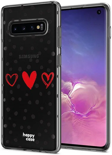 HappyCase Galaxy S10 Flexibel TPU Hoesje Stip Hartjes Print afbeelding 2