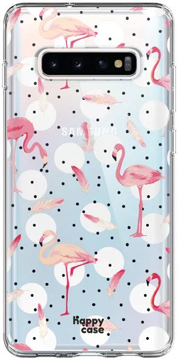 HappyCase Galaxy S10 Plus Flexibel TPU Hoesje Flamingo Print afbeelding 1