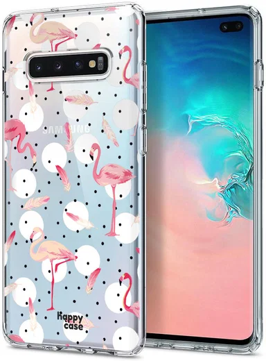 HappyCase Galaxy S10 Plus Flexibel TPU Hoesje Flamingo Print afbeelding 2
