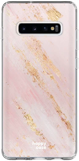 HappyCase Galaxy S10 Plus Flexibel TPU Hoesje Pink Marmer Print afbeelding 1