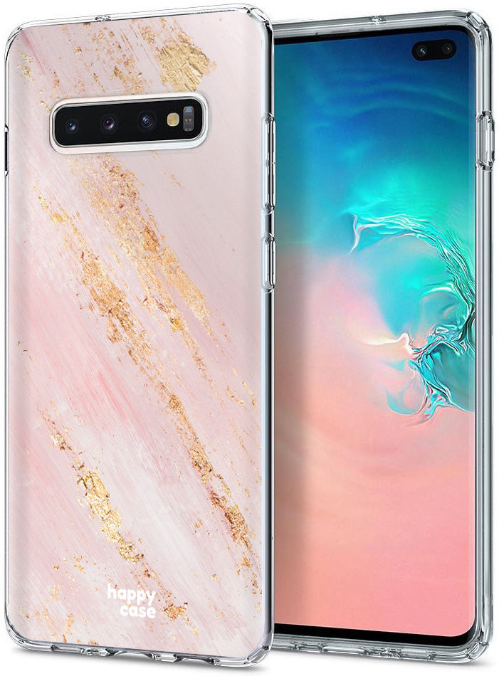 HappyCase Galaxy S10 Plus Flexibel TPU Hoesje Pink Marmer Print afbeelding 2