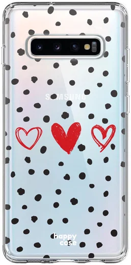 HappyCase Galaxy S10 Plus Flexibel TPU Hoesje Stip Hartjes Print afbeelding 1