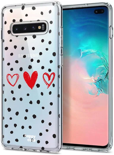 HappyCase Galaxy S10 Plus Flexibel TPU Hoesje Stip Hartjes Print afbeelding 2