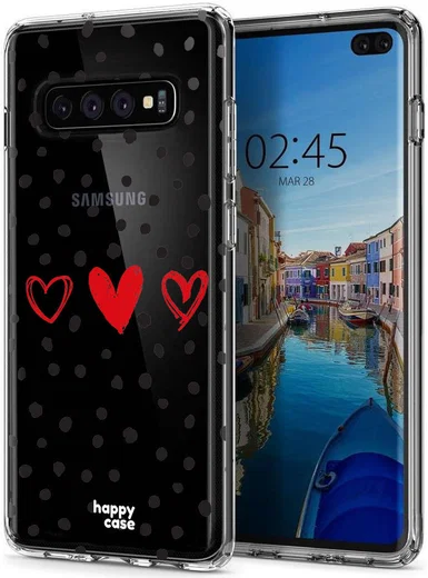 HappyCase Galaxy S10 Plus Flexibel TPU Hoesje Stip Hartjes Print afbeelding 5