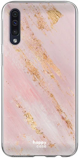 HappyCase Samsung Galaxy A70 Flexibel TPU Hoesje Pink Marmer Print afbeelding 1
