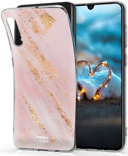 HappyCase Samsung Galaxy A70 Flexibel TPU Hoesje Pink Marmer Print afbeelding 2