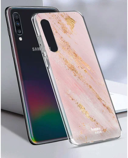HappyCase Samsung Galaxy A70 Flexibel TPU Hoesje Pink Marmer Print afbeelding 6
