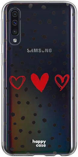 HappyCase Samsung Galaxy A70 Flexibel TPU Hoesje Stip Hartjes Print afbeelding 1