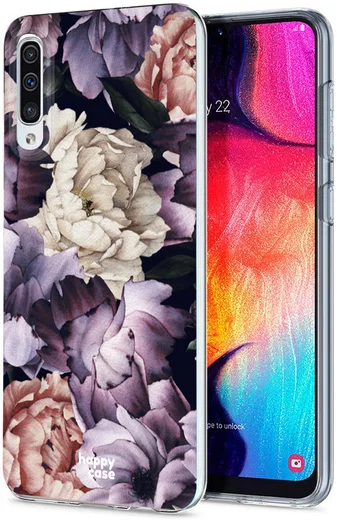 HappyCase Samsung Galaxy A50 Hoesje Flexibel TPU Flower Print afbeelding 2