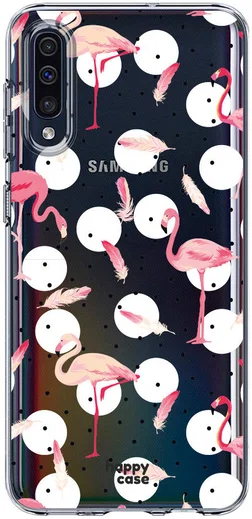 HappyCase Samsung Galaxy A50 Hoesje Flexibel TPU Flamingo Print afbeelding 1