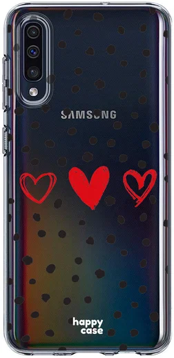 HappyCase Samsung Galaxy A50 Hoesje Flexibel TPU Stip Hartjes Print afbeelding 1